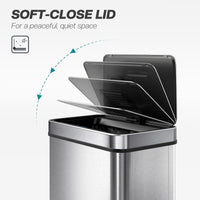 15.9 Gallon Sensor Can, Automatic Garbage Can with Soft-Close Lid, Fingerprint-Proof Stainless Steel, Silver