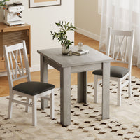 55" Extendable Dining Table for 4-6 Person, Kitchen Table with PU Handle and Felt Pads for Small Spaces, Grey