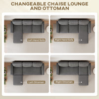 Sectional Sofa, L Shaped Couch, with Changeable Chaise or Ottoman, Dark Grey