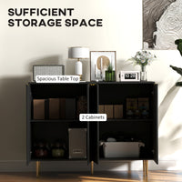 Modern Kitchen Storage Cabinet, Sideboard Buffet Cabinet with Adjustable Shelves for Hallway, Black
