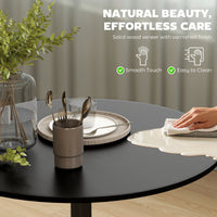 27.6" Round Kitchen Table for 2, Modern Small Dining Table with Wood Veneer, Steel Base for Dining Room, Black
