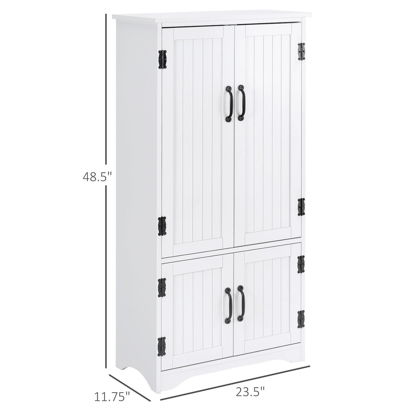 48" 4-Door Storage Cabinet Multi-Storey Large Space Pantry with Adjustable Shelves White