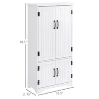48" 4-Door Storage Cabinet Multi-Storey Large Space Pantry with Adjustable Shelves White