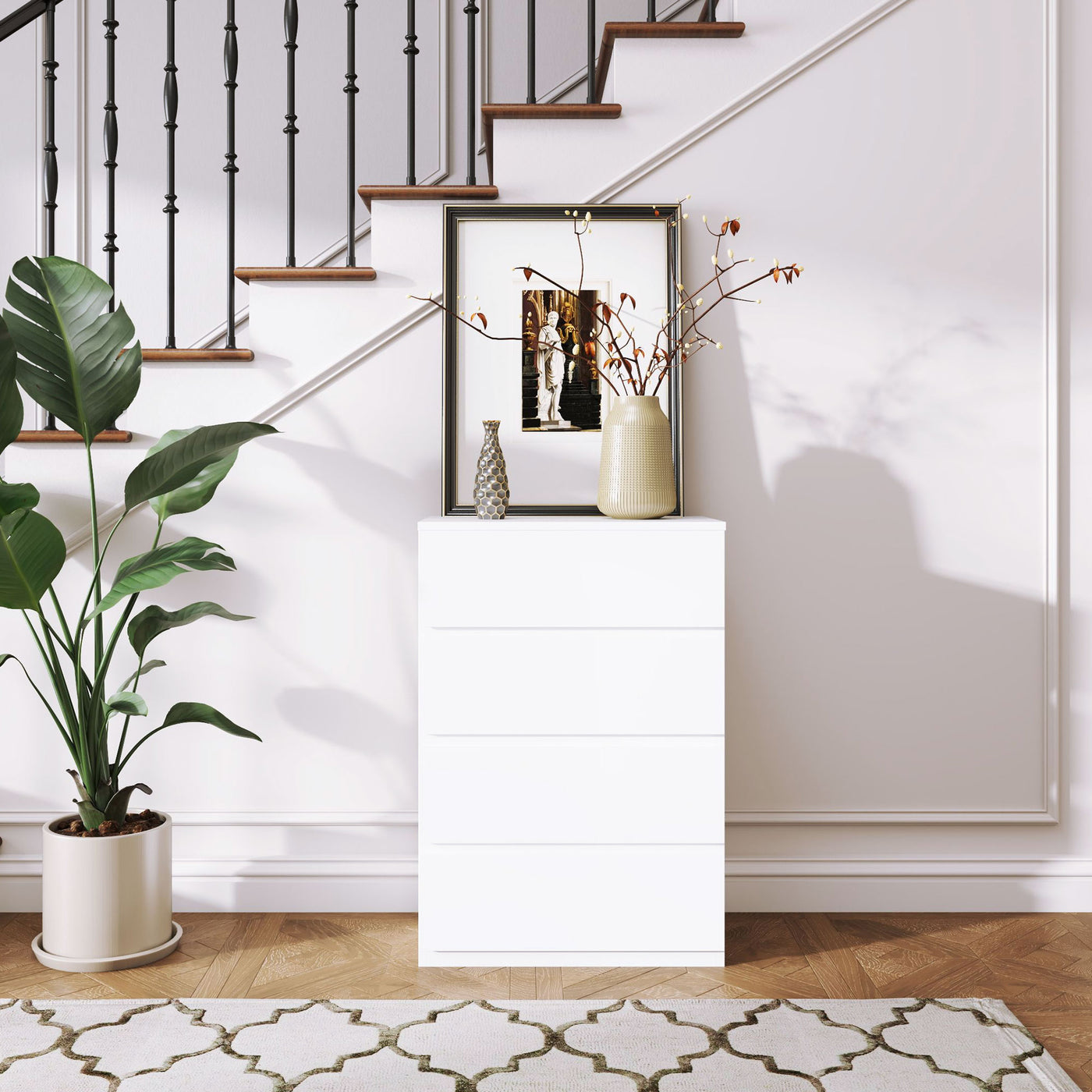 4 Drawer Chest Storage Cupboard Freestanding Drawer Unit, White
