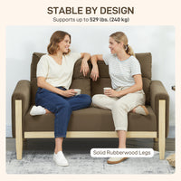 53" Loveseat Sofa, Small 2 Seater Couch with Solid Wood Legs, Modern Velvet Sofa for Living Room, Small Spaces,Brown