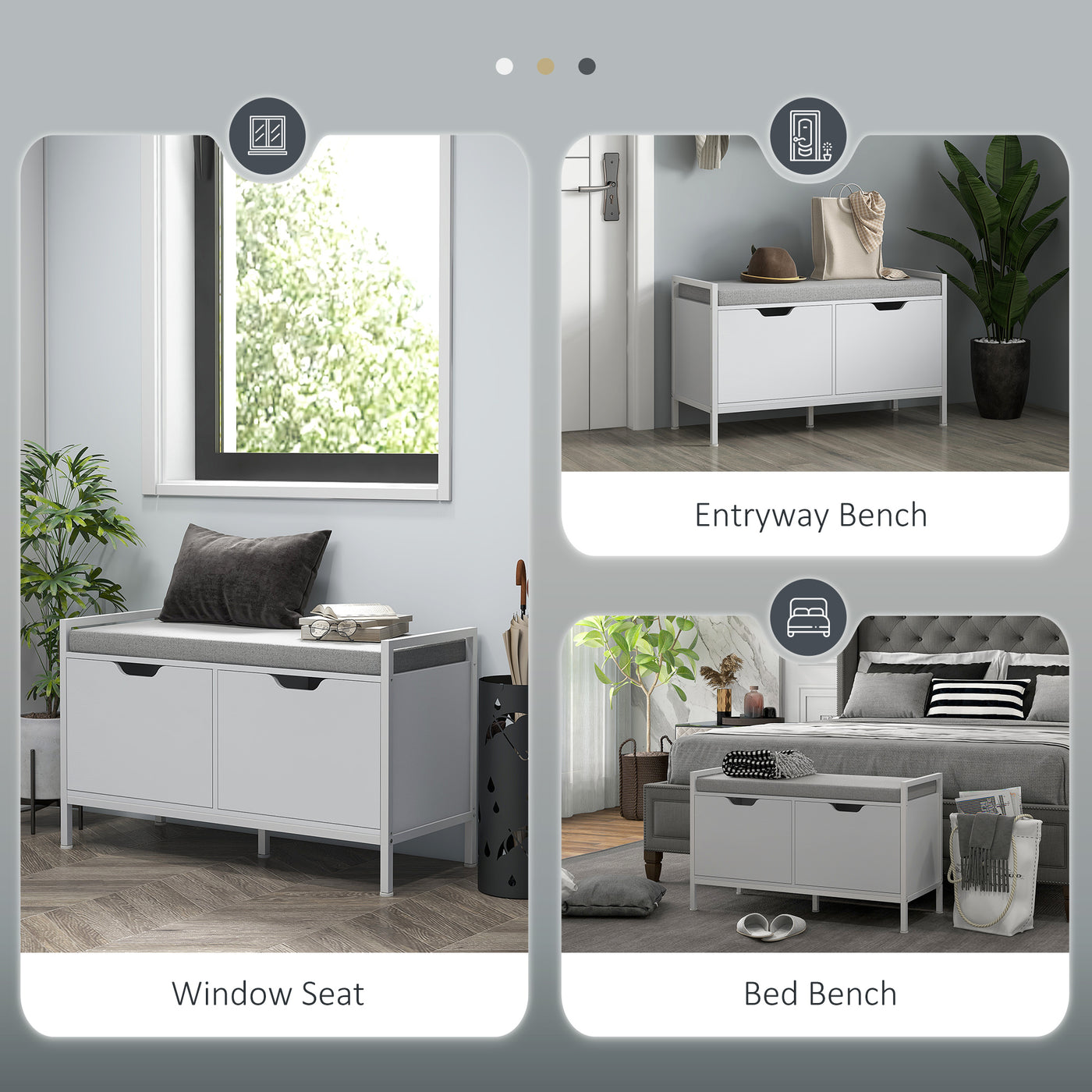 Shoe Storage Bench with Seat Cushion, Shoe Cabinet for Hallway, Entryway Bench, Supports 352lbs, White