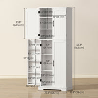 Tall Pantry Cabinet, 64" Storage Cabinet with Adjustable Shelves and 8 Door Spice Racks for Kitchen, Dining Room, White