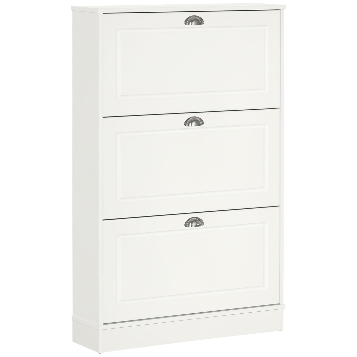 Shoe Cabinet with 3 Flip Drawers, Narrow Shoe Storage Cabinet, Holds 12 Pairs for Entryway, Hallway, White