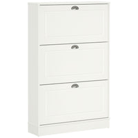 Shoe Cabinet with 3 Flip Drawers, Narrow Shoe Storage Cabinet, Holds 12 Pairs for Entryway, Hallway, White