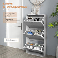 Shoe Storage Cabinet with 3 Flip Drawers, Narrow and Slim, 12 Pair of Shoes Organizer for Hallway, Entryway