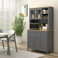 5-Door Kitchen Pantry Cabinet, Freestanding Storage Cabinet Cupboard with Adjustable Shelves, 71"