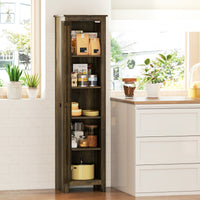67" Farmhouse Kitchen Pantry Storage Cabinet with Barn Door, Kitchen Pantry Cabinet with Adjustable Shelves, Brown