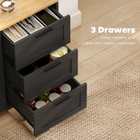 Buffet Cabinet with Soft-Close Doors, Modern Sideboard with 3 Drawers for Living Room, Kitchen, Dining Room, Black