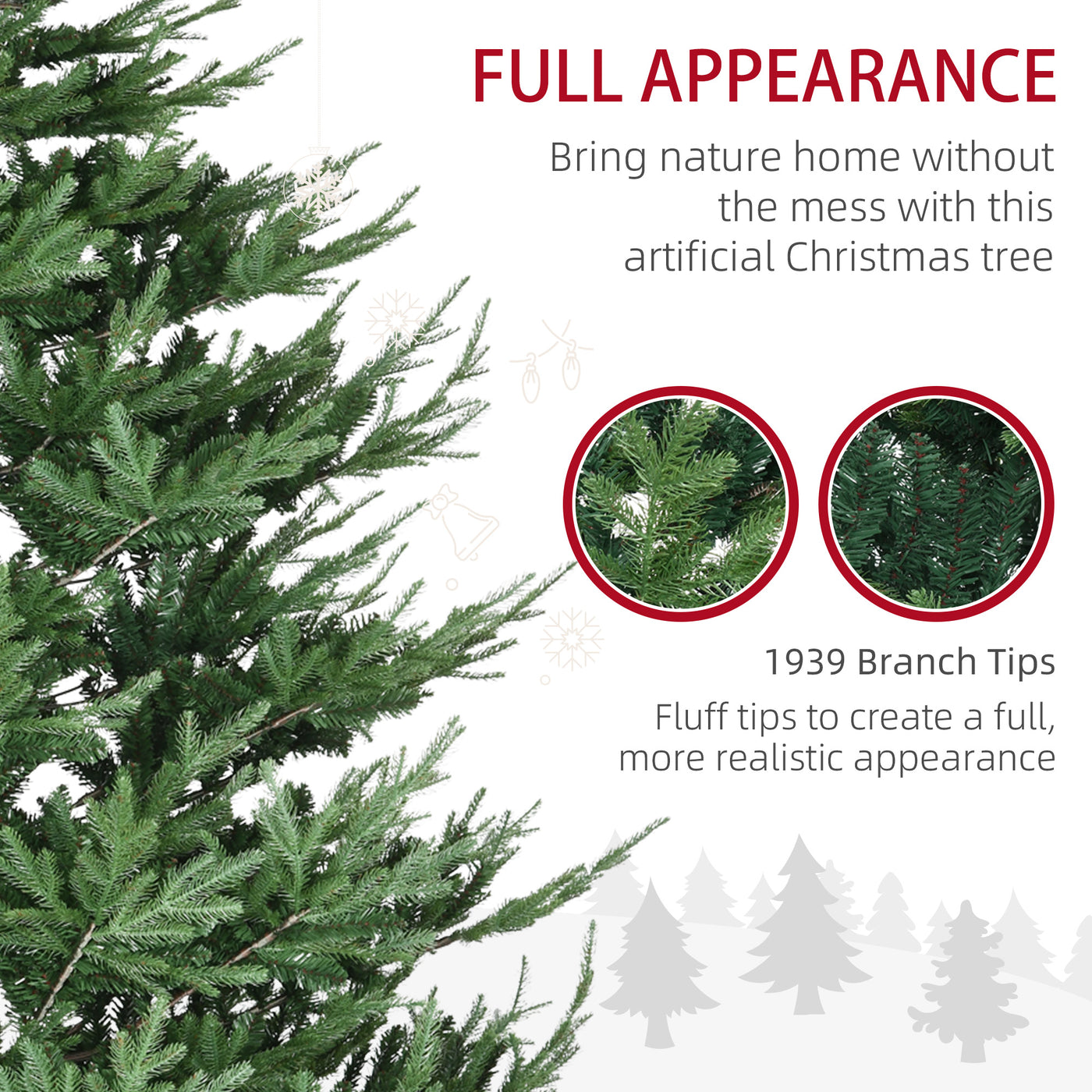 9ft Artificial Christmas Tree with Metal Base, Xmas Tree