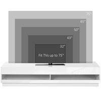 Lighted TV Stand for TVs up to 75", TV Cabinet with Storage for Living Room, High Gloss White