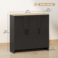 Modern Sideboard Buffet Cabinet, Modern Kitchen Storage Cabinet with 3 Doors Adjustable Shelves, for Dining Room, Black
