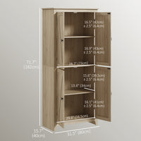72" Freestanding Storage Cabinet, Kitchen Pantry Cabinet with Doors and Shelves for Dining Room, Natural