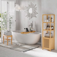 20" Bamboo Shower Bench Bathroom Stool Spa Bath Seat Organizer Storage Shelf