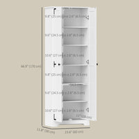 67" Farmhouse Pantry Cabinet with 2 Doors, Tall Storage Cabinet with Adjustable Shelves, Distressed White