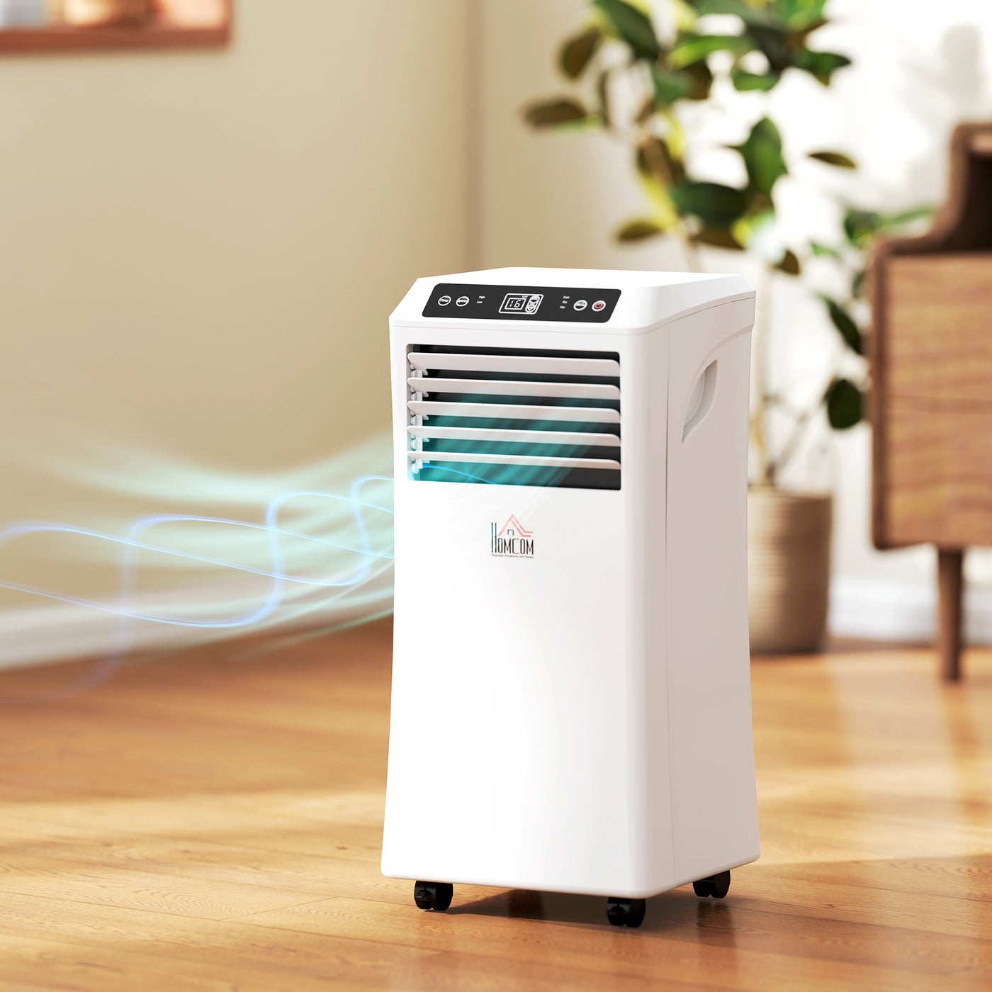 8000BTU Mobile Portable Air Conditioner with Cooling, Dehumidifier, 2 Speed Fans, 24-Hour Timer for Bedroom, White