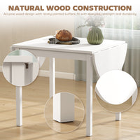 Solid Wood Kitchen Table, Drop Leaf Tables for Small Spaces, Folding Dining Table, White