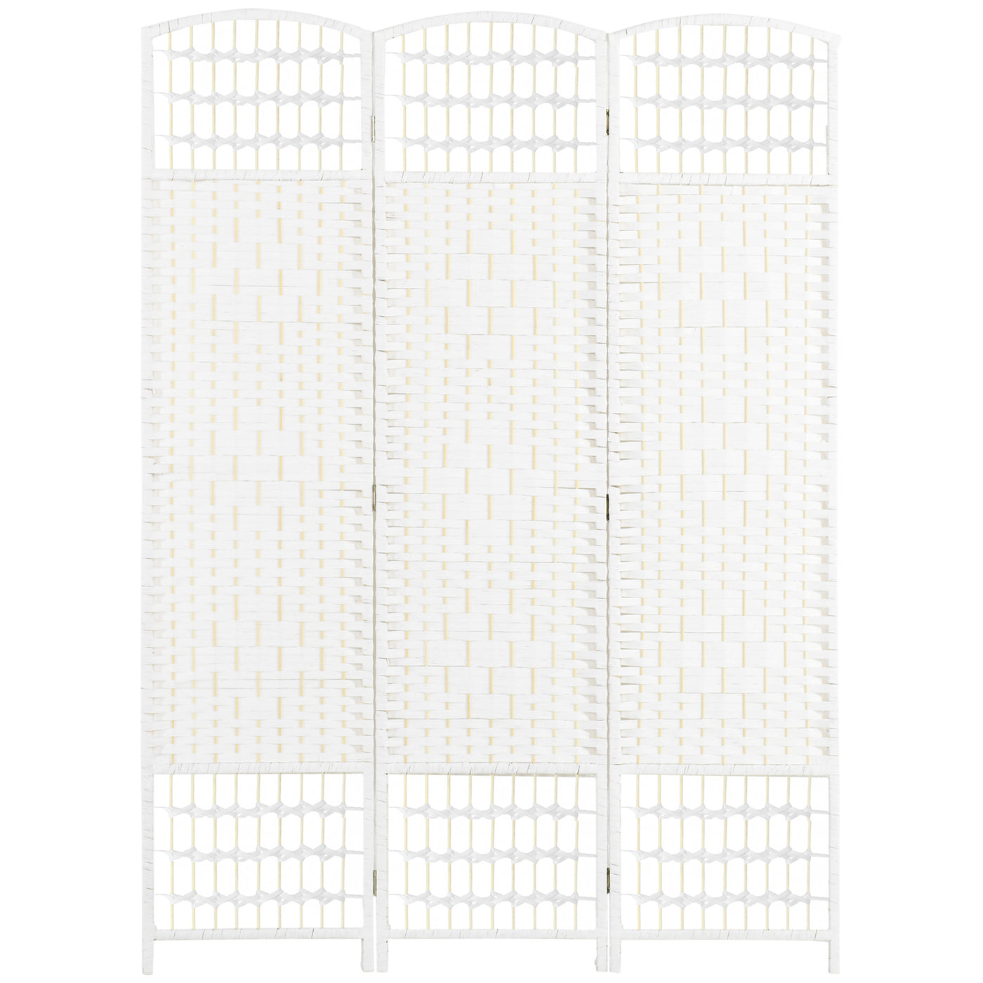 3 Panel Folding Room Divider, Portable Privacy Screen, Wave Fiber Room Partition for Home Office, White