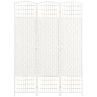 3 Panel Folding Room Divider, Portable Privacy Screen, Wave Fiber Room Partition for Home Office, White
