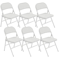 Set of 6 Metal Foldable Chairs, PU Leather Padded Folding Chairs with Cushion Seat and Open Back for Indoor, White