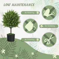 Set of 2 Decorative Artificial Plants, Cedar Topiary Trees in Pots, Fake Plants for Home Indoor outdoor Decor, Green