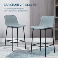 Bar Stools Set of 2, Upholstered Counter Height Bar Chairs, Kitchen Stools with Steel Legs