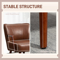 Accent Chair, Modern Armchair, Faux Leather Upholstered Living Room Chair with Wood Legs and Wide Padded Seat, Brown