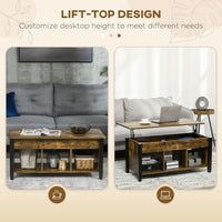 Lift Top Coffee Table, Modern Center Table with Storage Shelves and Hidden Compartment for Living Room, 41" L
