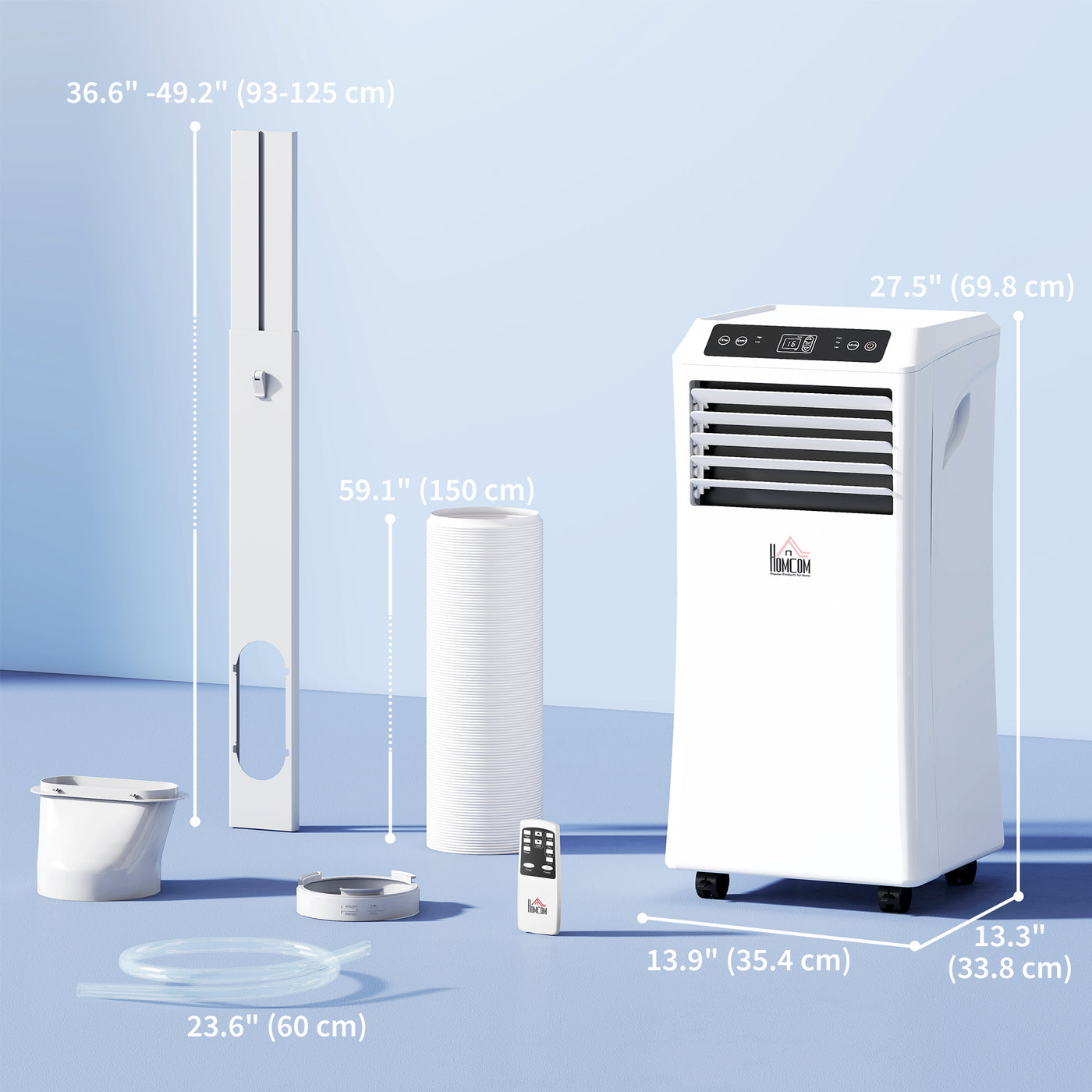 8000BTU Mobile Portable Air Conditioner with Cooling, Dehumidifier, 2 Speed Fans, 24-Hour Timer for Bedroom, White