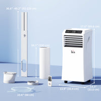 8000BTU Mobile Portable Air Conditioner with Cooling, Dehumidifier, 2 Speed Fans, 24-Hour Timer for Bedroom, White
