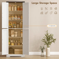72" Pantry Cabinet, Farmhouse Freestanding Kitchen Storage Cabinet with Adjustable Shelves for Dining Room, White