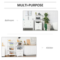Bathroom Floor Cabinet, Free Standing Kitchen Cabinet with Shelves, Drawer and Doors, for Living Room, White
