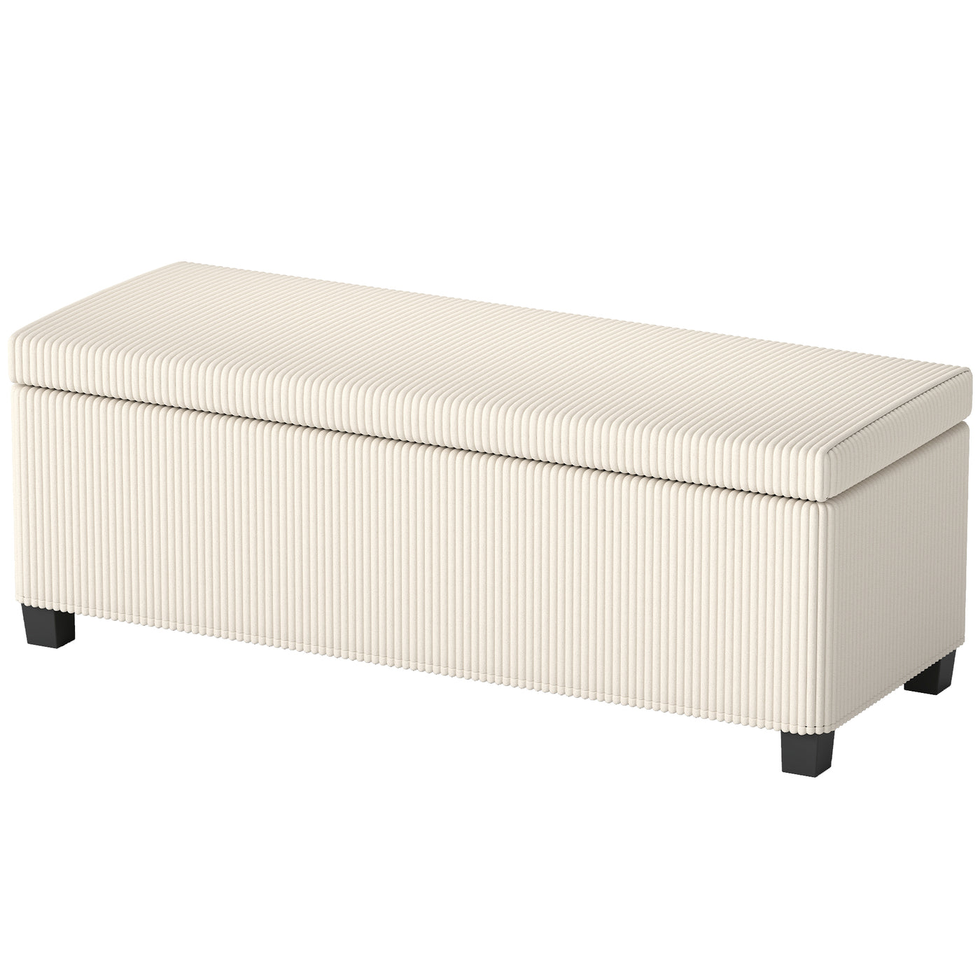 44 Inches Ottoman with Storage, Lid, Legs, Corduroy End of Bed Bench for Living Room, Bedroom, Entryway, Beige
