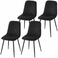 Dining Chairs Set of 4, Upholstered Dining Room Chairs with Steel Legs, Modern Kitchen Chair for Dining Room, Black