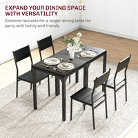 Dining Table Set for 2, 3 Piece Kitchen Table and Chairs with Metal Legs for Small Spaces, Black