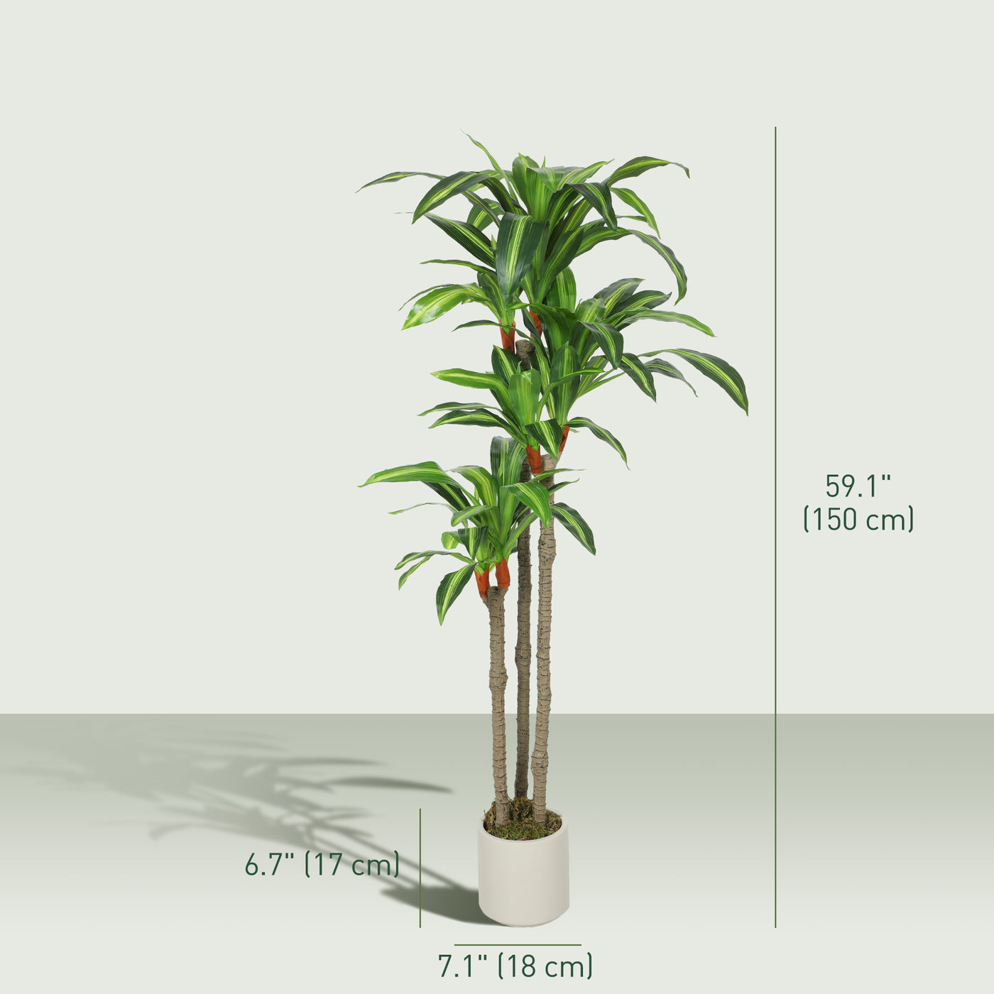 5FT Dracaena Fake Plant, Artificial Plant with Bendable Trunks for Home Office Decor, Green