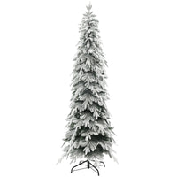 7ft Pencil Flocked Artificial Christmas Tree with 800 Branch Tips, Auto Open and Steel Base, Green