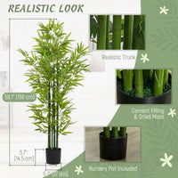 5FT Artificial Bamboo Tree, Faux Decorative Plant in Nursery Pot for Indoor Decor, Set of 2