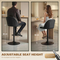Bar Stools Set of 2, Swivel Counter Height Barstools with Footrest, Black