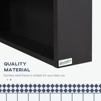 Bathroom Medicine Cabinet, Wall-Mounted Mirror Cabinet with Single Door, Storage Shelves and Stainless Steel Frame for Laundry Room, Black