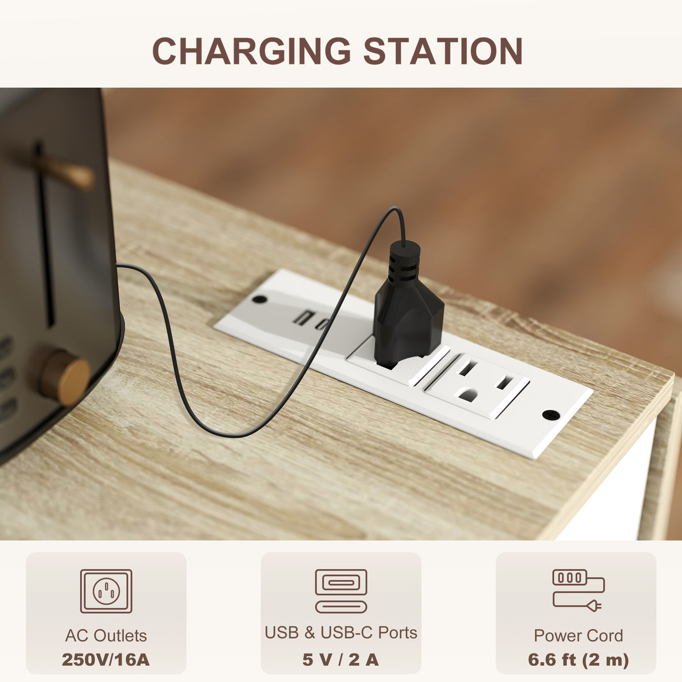 Kitchen Island with Storage, Rolling Kitchen Cart with Foldable Drop Leaf, Power Outlet and USB Ports, White