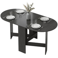 Oval Folding Dining Table, Space Saving Drop Leaf Kitchen Table for Dining Room, Living Room, Black