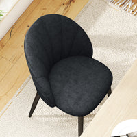 Modern Dining Chairs Set of 4, Upholstered Dining Room Chairs with Metal Legs, Shell Backrest, Padded Seat, Black