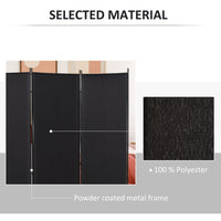 6' 3 Panel Room Divider, Double Hinged Folding Wall Divider, Indoor Privacy Screen for Home Office, Black