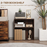 Wood Small Bookshelf 2 Tier Storage Rack Chest Unit Home Office Furniture Walnut