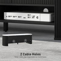 TV Stand, Modern TV Table with Marble-Effect Top, 3 Drawers and 2 Open Shelves for 32-65 Inch Television, Black